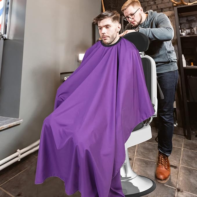 Barber Cape-Professional Salon Hair Cutting Cape,56x63 inches Large Hairdresser Cape for Haircut,Coloring,Makeup,Styling and More,(Purple)