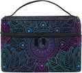 Makeup Train Case Art Arabesque Mandala Boho Ethnic Bohemian Korean Carrying Portable Zip Travel Cosmetic Brush Bag Organizer Large for Girls Women