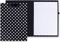 Kate Spade New York A4 Clipboard Folio with Low Profile Clip, Black Professional Padfolio Includes Lined Notepad, Pen Loop, and Pocket, Polka Dots