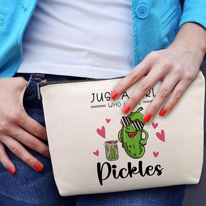 Funny Pickle Gifts for Teenage Girls Cute Makeup Bag Gifts for Pickle Lovers Women Birthday Friendship Christmas Gift for Teen Girls Best Friends Sister Bestie Funny Cosmetic Bag Zipper Pouch