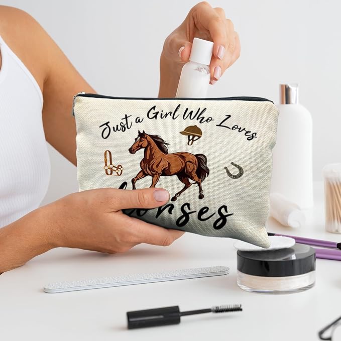 RYYCDOIHorse Lovers Make Up Bag, Horse Cosmetic Bag, Girls Horses Gifts