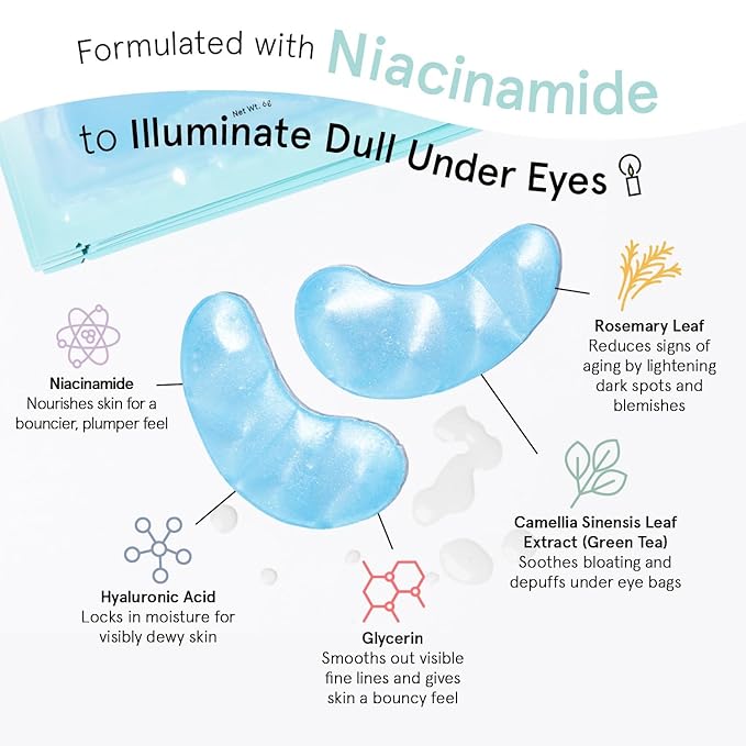 grace & stella Award Winning Under Eye Mask Reduce Dark Circles, Puffy Eyes, Undereye Bags, Wrinkles, Gel Under Eye Patches, Birthday Gifts for Women - Vegan Cruelty-Free Self Care (48 Pairs, Blue)