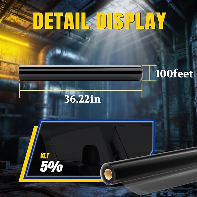 ARANA Ceramic Window Tint Car 5% VLT, 36" in x 100FT Automotive Sun Protection Window Tints Privacy Film 99% UV/IR Rays Sun Heat Blocking, Reduce Glare & HD Vision & Scratch Proof