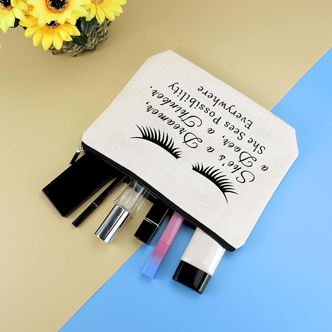 Inspirational Gifts for Coworker Women Makeup Bag Boss Leader Boss's Day Gifts Motivational Gift for Her Wife Daughter Sister Aunt Best Friend Cosmetic Bag Graduation Christmas Gift Travel Pouch