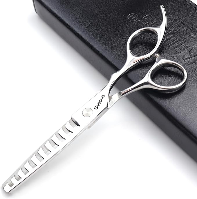 SHARENDS 6/6.5 inch Professional Hair Scissors - Barber Scissors - Stainless Steel - Silver - Modern Style - Right Hand - 6 Inch Teeth-A
