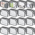16 Pieces Clear Cosmetic Bags PVC Clear Makeup Bags TSA Approved Toiletry Bag with Zipper Waterproof Vinyl Plastic Organizer Storage Transparent Pouch for Women and Men (Black, Small)