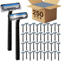CXYARY 250 Pcs 3 Blade Disposable Razors With Clear Safety Cap, Shaving Razors Bulk for Men &Women, Stainless Steel Blade, Multipurpose Portable Shave Razor for Bathing Hotel Travel, Black
