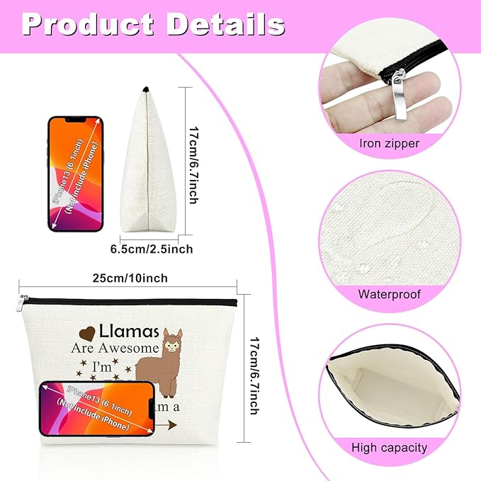 Mxrymvu Llama Gifts for Women Llama Makeup Bag Llamas Lover Gift Llamas Themed Cosmetic Bag Animal Lover Present Graduation Christmas Birthday Present for Daughter Travel Pouch