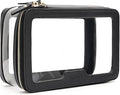 Aveniee Clear Makeup Bag, Travel Toiletry Bag for Women, Large Make up Case Cosmetic Bag with Dual Zipper, Transparent Car Organization Makeup Organizer Pouch for toiletries (Black)
