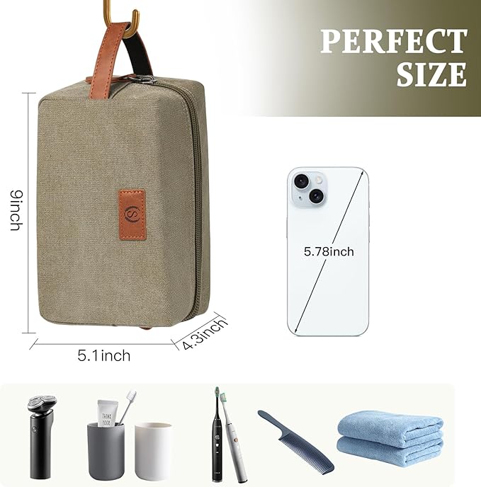 Janhavi Personalized Waterproof Toiletry Bag for Men,Gifts for Boyfriend,Toiletry Bag For Shower Caddy,Engraved Initials & Wheat Ear, Mens Toiletry Travel Bag,Travel Essentials for Men(Olive Green J)