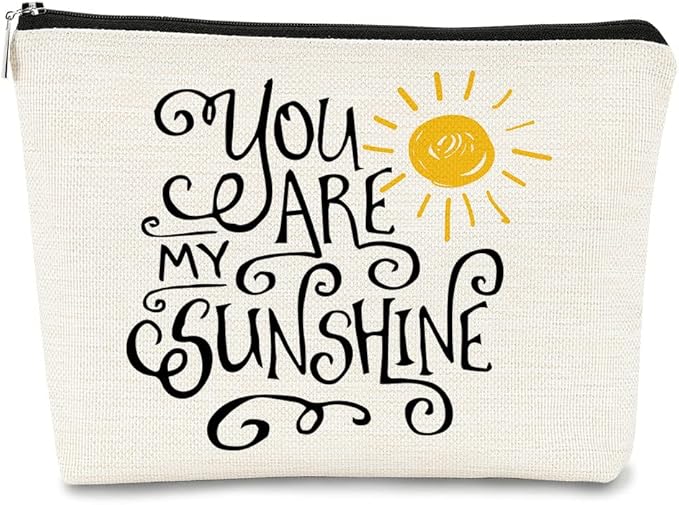 You are My Sunshine Inspirational Makeup Bag Cosmetic Bag Gift for Teen Girls,Birthday Christmas Gifts for Women Friends Mom Wife Grandma Daughter Teacher Coworker