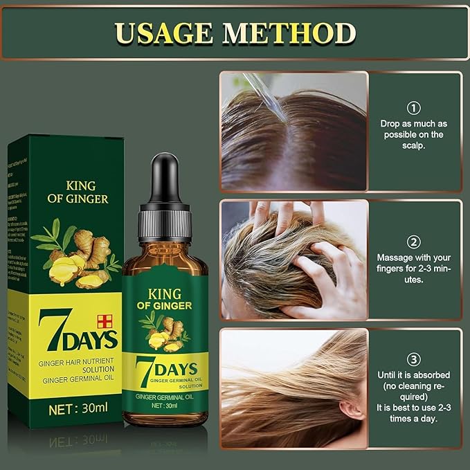Biotin Hair Growth Serum for Hair Loss Regrowth Treatment for Women & Men, 100% Pure Natural Ginger Essential Oil, 2 Fl Oz / 30ML (2 PCS)