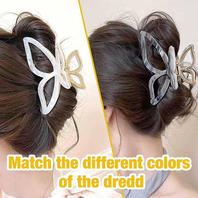 Large Butterfly Hair Claw Clip for Women - Secure Hold Metal Hair Clips for Thick Hair - Elegant Butterfly Design Hair Accessories for Styling (4.33 Inch, Multiple Colors)