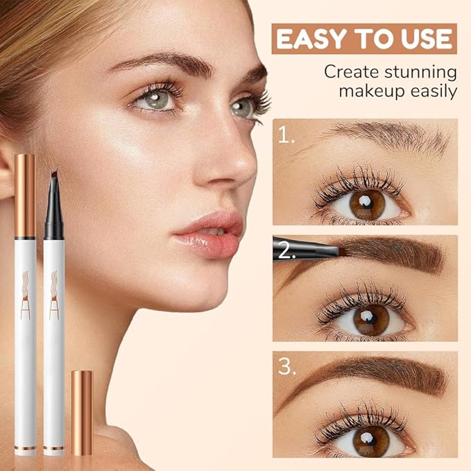 Magic Eyebrow Pencil 4-Tip 3D Microblading, Fine Stroke, Stay on All Day (Grey)