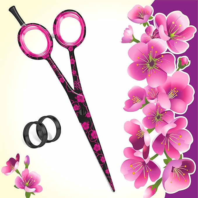 BEAUTICONE ® Hair Cutting Scissors - High Carbon SS 6.5" Professional Barber-Grade Salon Shears with Serrated & Razor Edge - Black Premium Gift Box with Leather Pouch & Extra Accs - Ultra Lightweight