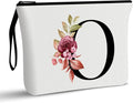 Vavabox A-Z Personalized Makeup Bag, Birthday Gifts for Women Mom, Gifts for Best Friend, Bride Bridesmaid Cosmetic bag (O, White)