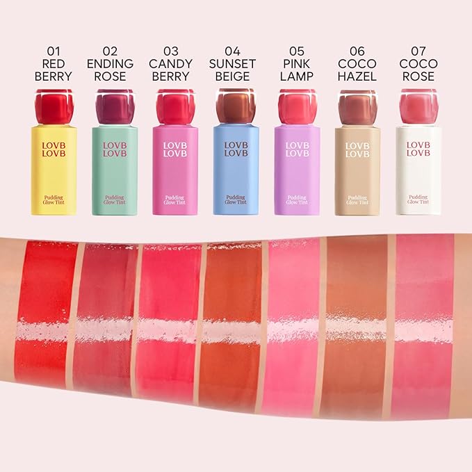 Pudding Glow Korean Lip Tint | Natural Lip Stain | Gloss to Stain | Long-Lasting & Non-Sticky | Lightweight Lip Tint 0.14 oz. (07 COCO ROSE)
