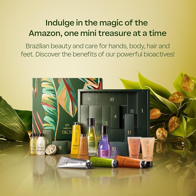 natura - Beauty Advent Calendar – 12-Piece Holiday Gift Set with Body Care, Hand Creams, Shower Gels & Hair Care Minis – Vegan & Sustainable Beauty from the Amazon ($104 value)