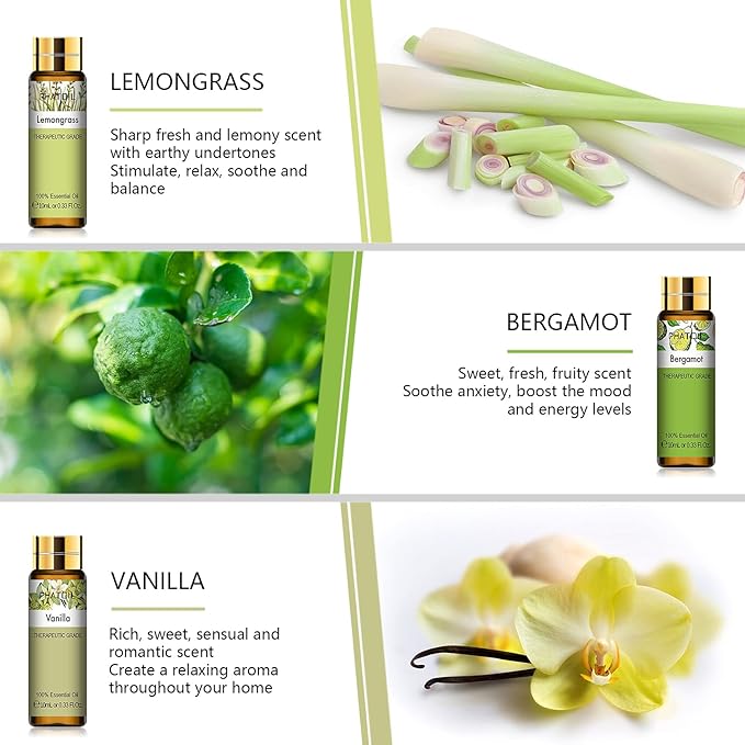 PHATOIL 9PCS Essential Oils Gift Set, 10ml/0.33fl.oz Scented Oils for Soap, Candle Making, Premium Quality Essential Oils for Diffuser, Humidifier, Massage