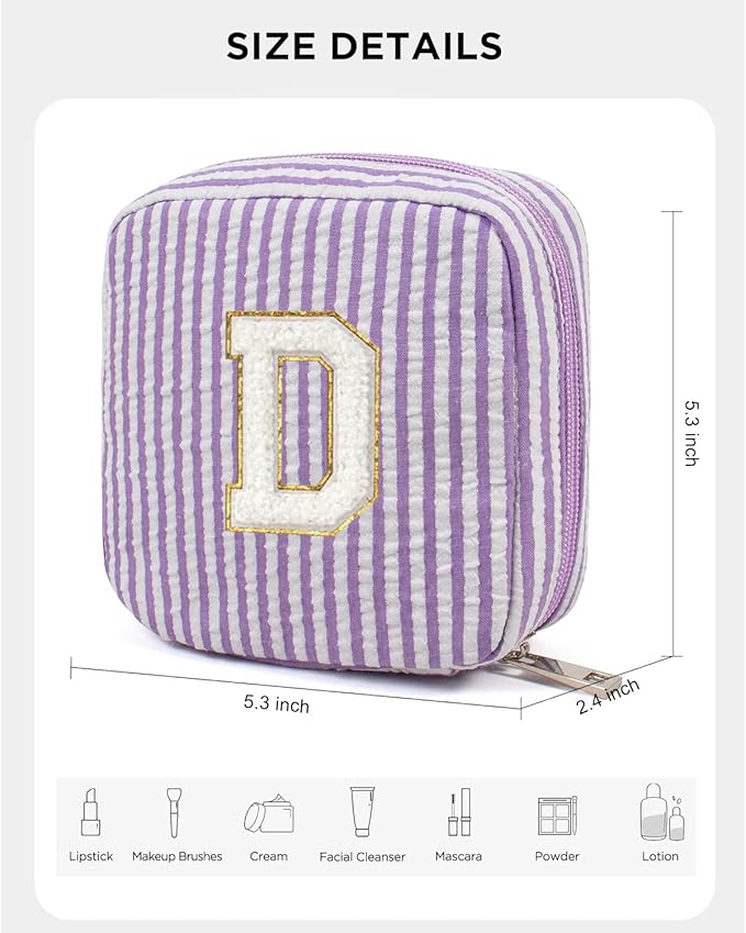 LETGO Travel Makeup Bag for Girls, Initial Makeup Bag | Small Makeup Bag | Teen Girl Gifts for Teenage | Birthday Gifts for Women | Unique Gifts for Girls | Car Organizer