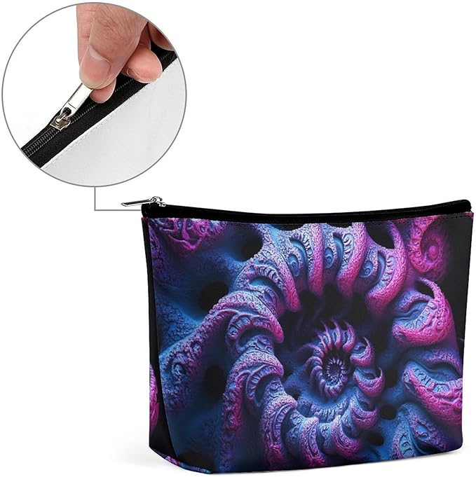 Women's Fashion Zipper Cosmetic Case, Portable Makeup Case, Personality Toiletry Bag, Travel Cosmetic Toiletry Bag Trippy Purple Tie Dye