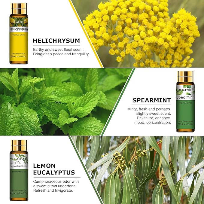PHATOIL 9PCS Premium Essential Oil Set - 10ML/0.33FL.OZ Fragrance Oils for Diffusers DIY Candle Soap Making, Long Lasting Scents, Ideal Gift Set for Friends and Families