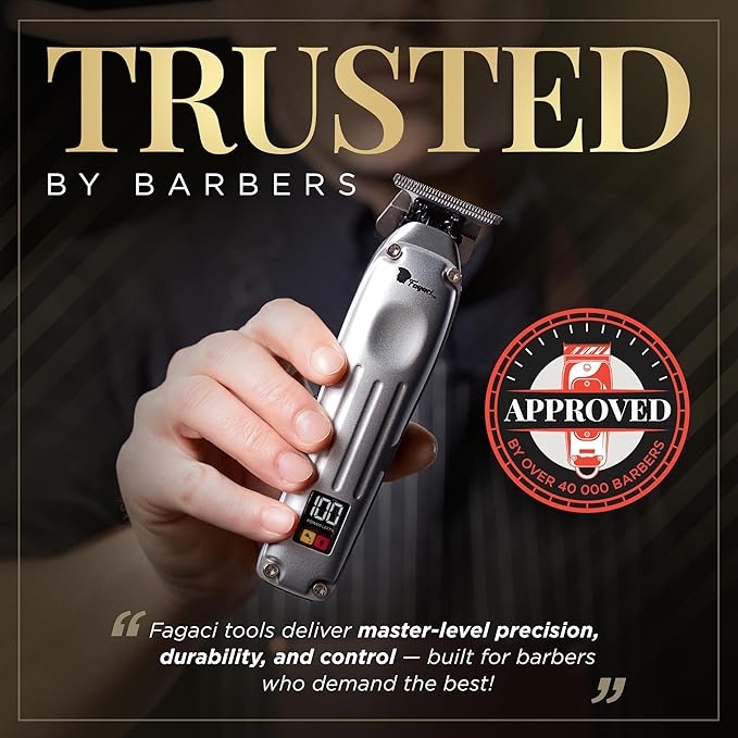 Fagaci Professional Zero Gapped Trimmer for Men, 5X Longer Sharpness Cordless Beard Trimmer for Men, T Liners Professional Trimmers for Barbers with Brushless Motor, Zero Gap Trimmers Barber T Blade