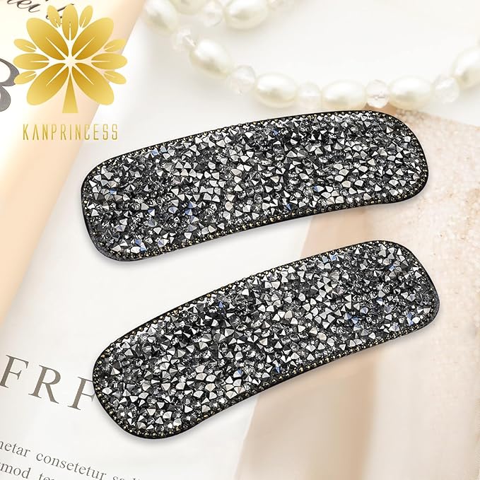 Rhinestone and Crystal Hair Clips 2-Pack, Sparkly Barrettes & Elegant Bling Accessories for Women & Girls(Set18)