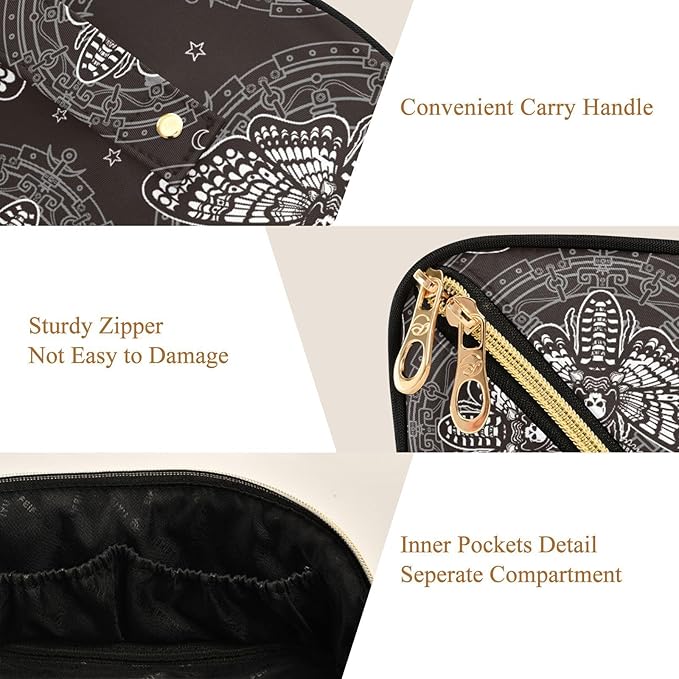 Makeup Organizer Bag, Skull Butterfly Black Travel Makeup Bags Makeup Vanity Case Large Capacity Rhombus Cosmetic Toiletry Bag for Girl Women Ladies