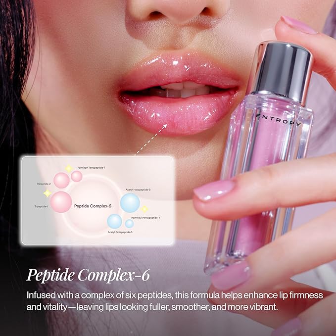 ENTROPY MAKEUP Tulle Lip Gloss, Lightweight 3D Pearl Shimmer, Ultra-Gloss High Shine, Non-Sticky Moisturizing Lip Gloss with Peptide Complex, Frill