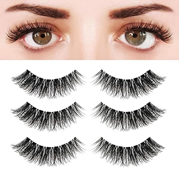 Eyelashes Natural Look False Lashes - Bepholan Fake Eyelashes 5D Super Fluffy False Eyelashes Clear Band Wispy Lashes 3-Pack Faux Mink Lashes(XMZ92)