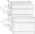 6 Pack Mesh Zipper Pouch Bags, Double Layer Nylon Pouch with Handle for Office Travel Organization (White, A4)