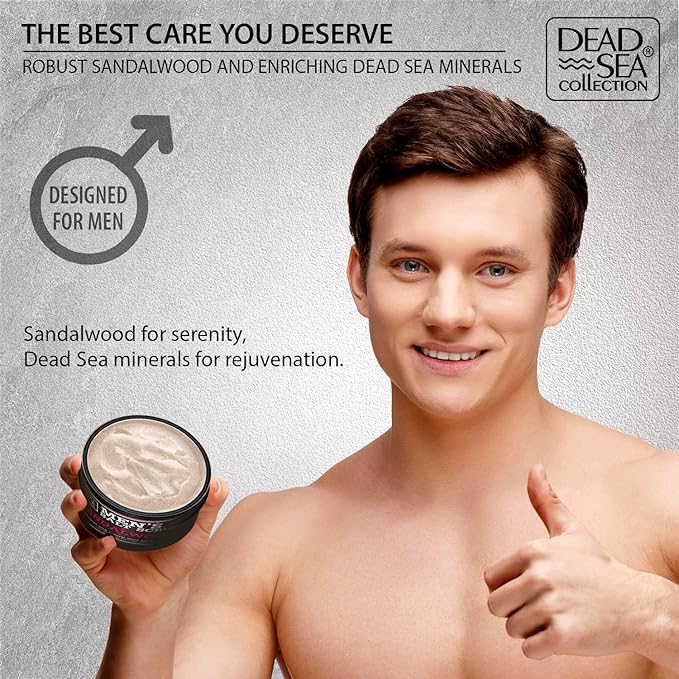 Salt Body Scrub Sandalwood For Men – Moisturizes, Exfoliates & Nourishes Skin – Cleanses & Detoxifies with Dead Sea Minerals - Dead Sea Collection – 23.28 OZ