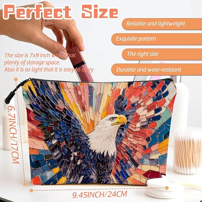 Cosmetic Bags Travel Makeup Toilet Case Waterproof Pouch for Women Girls 6.7X9.45inches - Vivid Rainbow - Hued Eagle