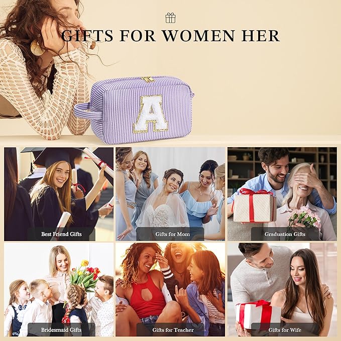 YOOLIFE Graduation Gifts for Teen Girls - Personalized Graduation Gifts for Her, Graduation Party Favor, Monogram Initial Makeup Bag for Teen Girl Gifts Trendy Stuff, Girls Makeup Toiletry Bag G