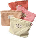 Sanwuta 4 Pack Velvet Makeup Bag Cosmetic Bag for Women Large Capacity Corduroy Pouch Zipper Canvas Travel Toiletry Purse Make up Organizer Case Accessories(Elegant Color,Plaid)