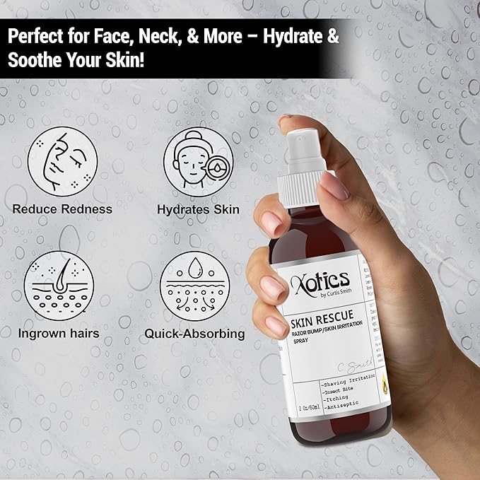 Xotics Skin Rescue Razor Bump 2oz - All Natural Barber Aftershave Razor Burn Treatment for Men/Women - All Natural Ingredients