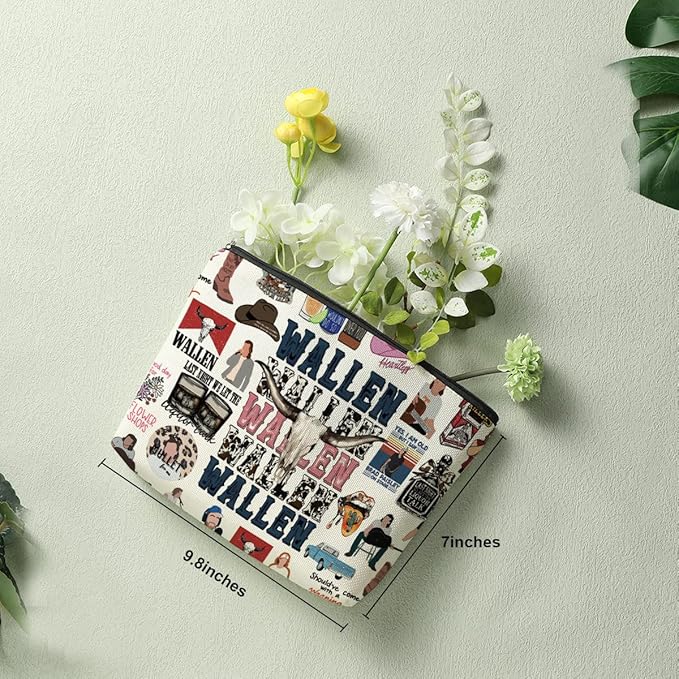 Inspired Western Makeup Bag Country Music Lovers Gift Vintage Western Decor Cowboy Cosmetic Bag for Fans Coworker Girls BFF Daughter Birthday Christmas Friendship Gifts for Women Friends