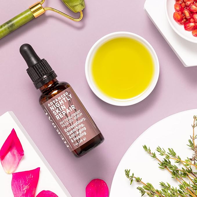 Ora's Amazing Herbal Advanced Nightly Repair, Tamanu Oil Blend with Pomegranate, Rosehip, Carrot Seed Essential Oil, Vegan Face Serum, Retinol Free Anti-aging Face Oil, Plastic Free, 1 oz