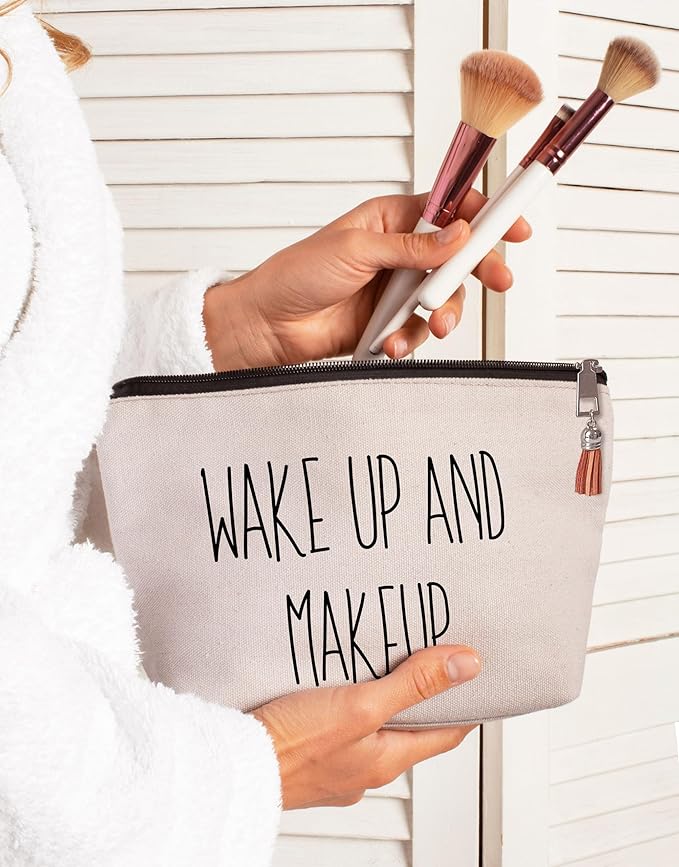 Stylish Makeup Bag Organizer | Perfect 100% Cotton Canvas Cosmetic Bag Ideal for Travel and for Cute Gifts