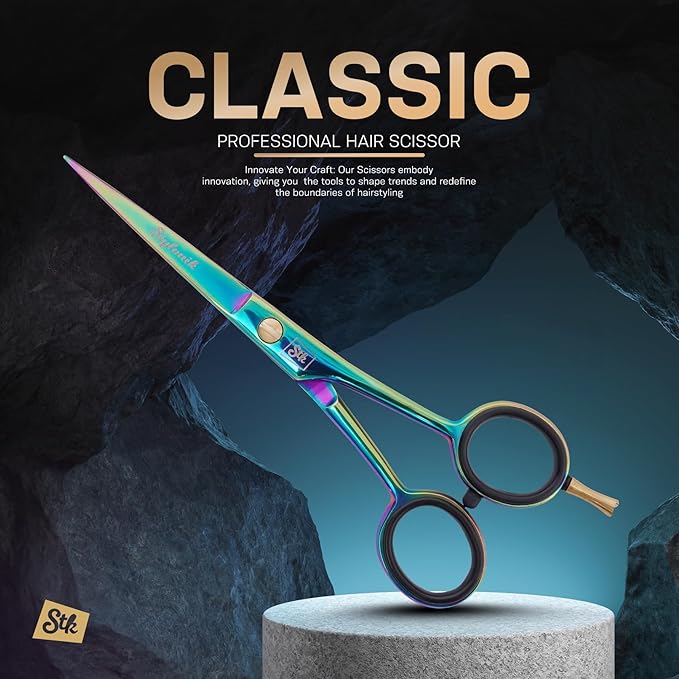 Hair Cutting Scissors-Professional Hairdressing Scissors for Women,Men,Hair Stylists,Salon,Barber- 6.5-Inch Stainless Steel Hair Scissors with Finger Rest (Classic Scissor Multi Titanium)