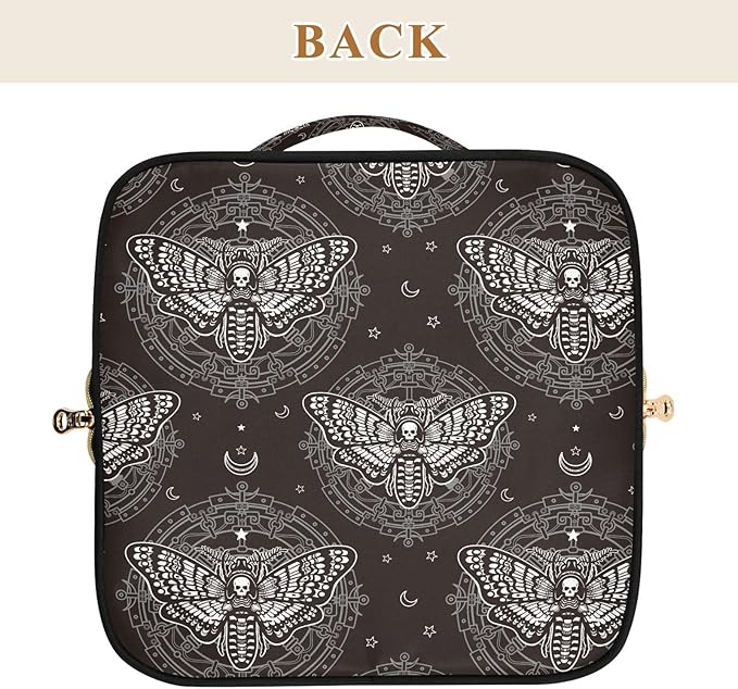 Makeup Organizer Bag, Skull Butterfly Black Travel Makeup Bags Makeup Vanity Case Large Capacity Rhombus Cosmetic Toiletry Bag for Girl Women Ladies