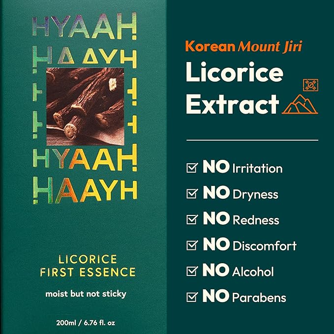 Licorice First Essence - Korean Hydrating Toner - Licorice Extract, Hyaluronic Acid and Allantoin - Soothing for Sensitive Skin - Alcohol Free for Sensitive Skin, 6.76 fl.oz