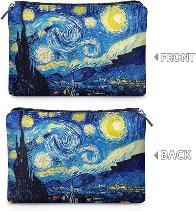COEQINE Starry Night Makeup Bags for Women Leather Cosmetic Bags for Travel Party Bag Makeup Organizer Bag With Zipper Easy To Clean Fashion Cosmetic Travel Bag Small Cosmetic Wallet for Ladies
