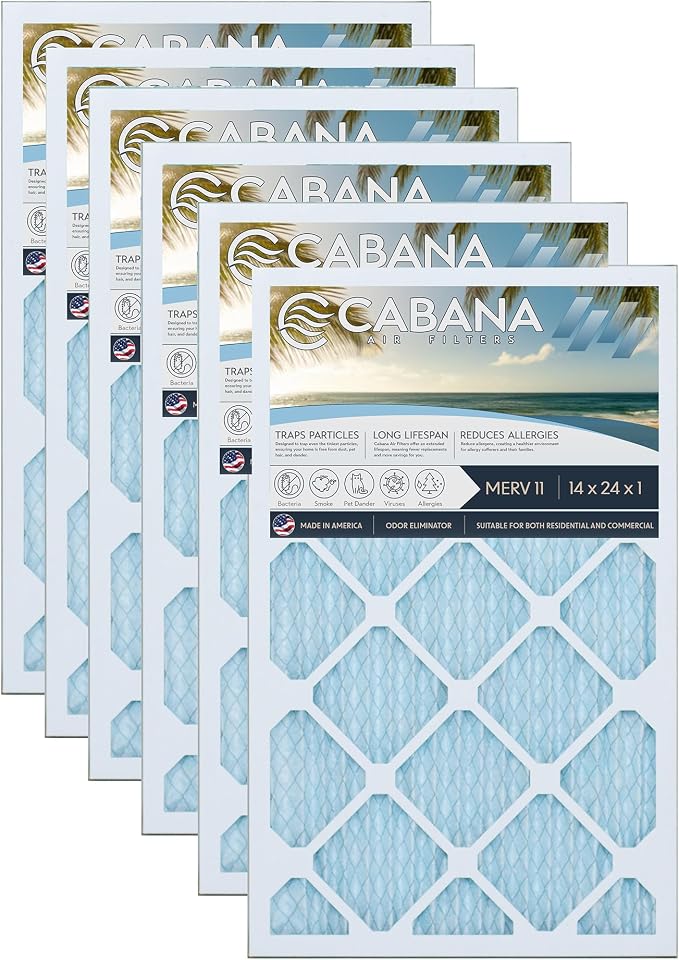 Cabana Filters 6-Pack 14x24x1 MERV 11 AC Furnace Air Filter by CabanaAirFilters