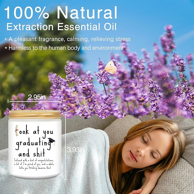 Graduation Gifts, 2025 Funny Graduation Gifts for Her Him, Best Grad High School Congratulations College Masters PhD Degree Nurse - Lavender Scented Candles