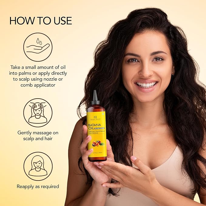 Botanic Hearth Batana Oil for Hair & Scalp – 100% Raw, Pure & Natural from Honduras, Nourishing Hair Growth & Scalp Care Oil – 6.7 fl oz / 198 ml