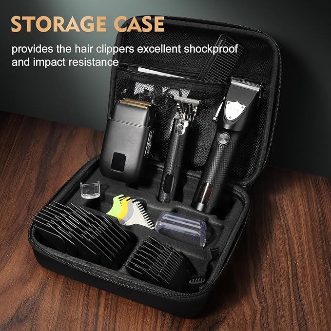 Professional Hair Clipper Set for Men, Barber Kit Clipper and Trimmer Set, Electric Foil Shavers for Men with Travel Case