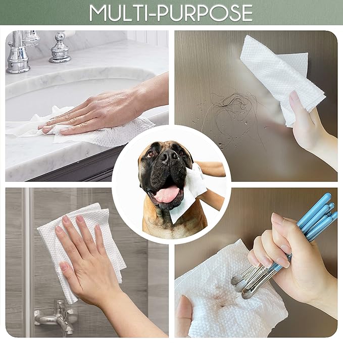 Bamboo Viscose Disposable Face Towel Biodegradable Large Dry Face Wipes 120 Count Extra Thick Soft Clean Facial Towels for Sensitive Skin, Makeup Removing, Facial Cleansing