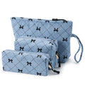 Small Cosmetic Bag set for Women Corduroy Makeup Bag with Interior Pocketes Cute Corduroy Makeup Pouches Women Small Toiletry Bag (Blue Bowknot)